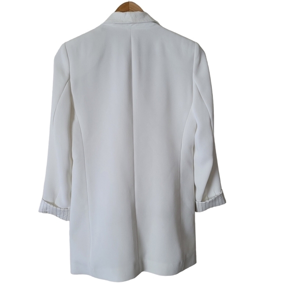 Topshop Tuxedo Blazer Ivory Suit Jacket Long Sleeve 1 Button Front Closure 4 - Picture 2 of 7